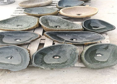 중국 옥외 자연적인 돌 수채 변하기 쉬워 녹색 자갈 돌 물자에 의하여 주문을 받아서 만들어지는 크기 협력 업체