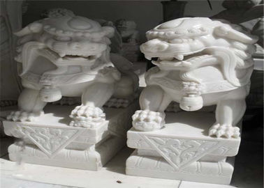 중국 백색 비취 대리석 사자 조각품, 돌 동물성 조각품에 의하여 주문을 받아서 만들어지는 색깔 협력 업체